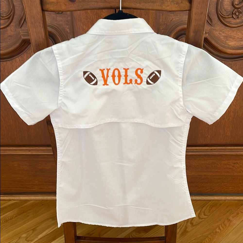 VOLS University of TN Beverly Hills' White Fishing Button-Up Shirt custom made